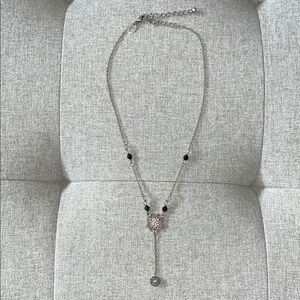 Lia Sophia elegant antique silver, pink, and black bead accent necklace. EUC